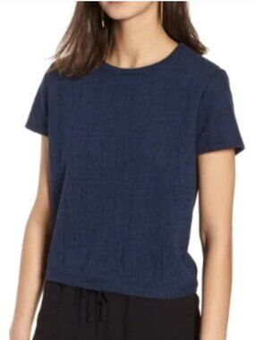 Madewell | Navy Blue Tie-Back Short Sleeved Top | Size Medium